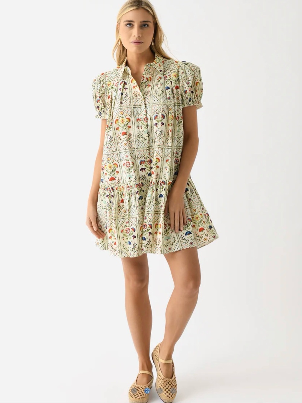 Hunter Bell Drifter Mini Dress in Cream Trellis